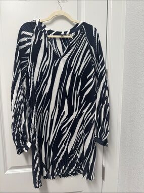 Black & White Zebra Pleated Dress